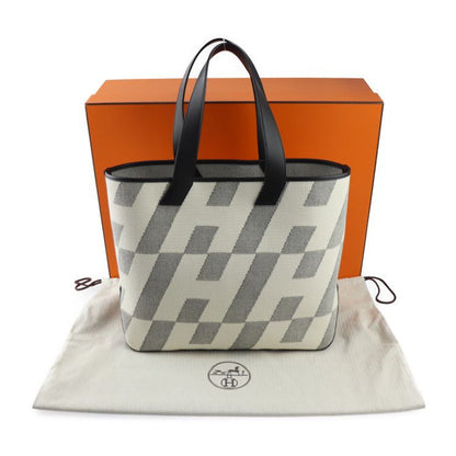 Hermes H Ambier GM Tote Bag - Toile Ashe Vosluft Ecru Black Handbag Stamped Z