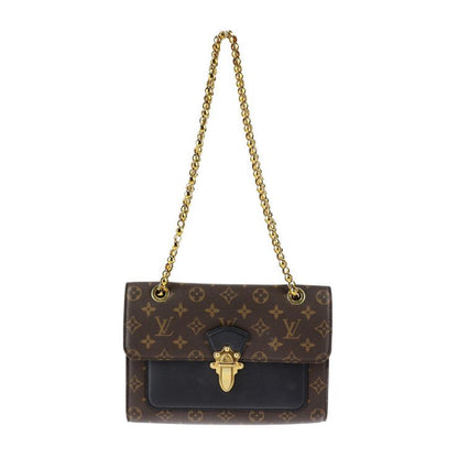 Louis Vuitton Victoire Shoulder Bag M41730 PVC Calf Leather Brown Black Gold