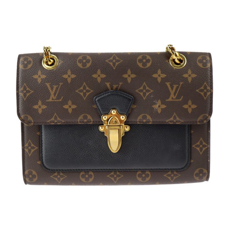 Louis Vuitton Victoire Shoulder Bag M41730 PVC Calf Leather Brown Black Gold