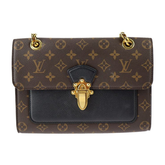 Louis Vuitton Victoire Shoulder Bag M41730 PVC Calf Leather Brown Black Gold