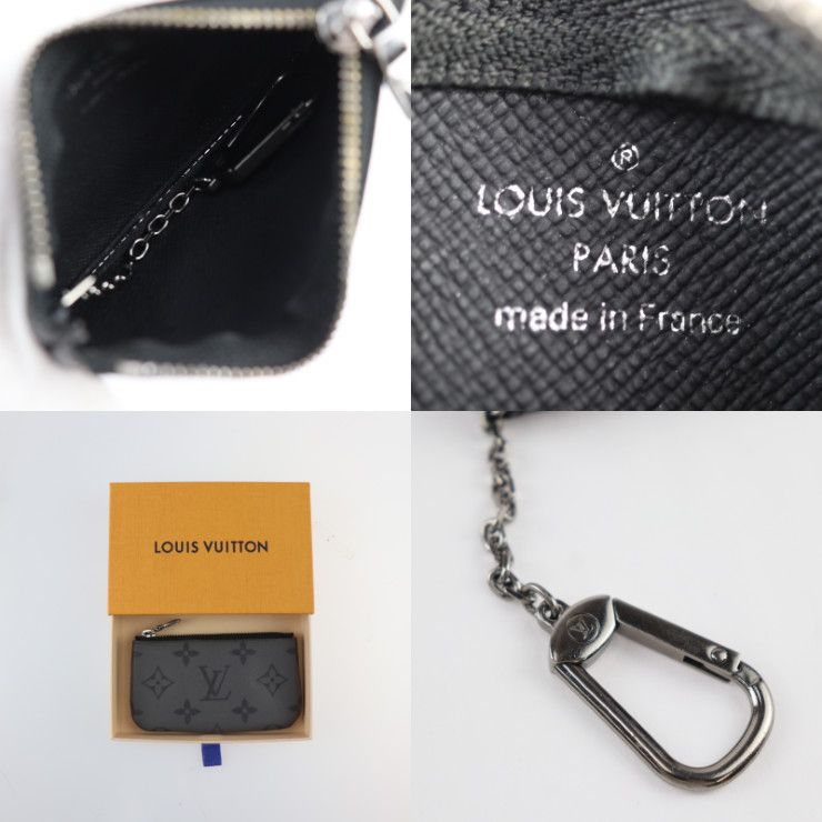 Louis Vuitton Pochette Cles Coin Case M80905 PVC Leather Black Gray Silver