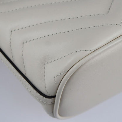Gucci Shoulder Bag 739166 Leather White Ivory Gold Hardware Ggmarmont Quilted