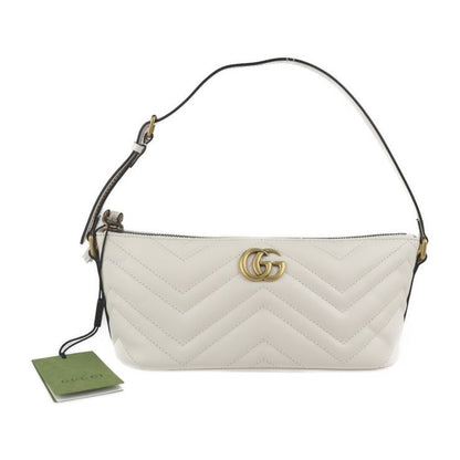 Gucci Shoulder Bag 739166 Leather White Ivory Gold Hardware Ggmarmont Quilted