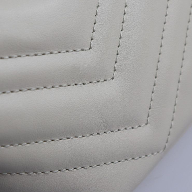 Gucci Shoulder Bag 739166 Leather White Ivory Gold Hardware Ggmarmont Quilted