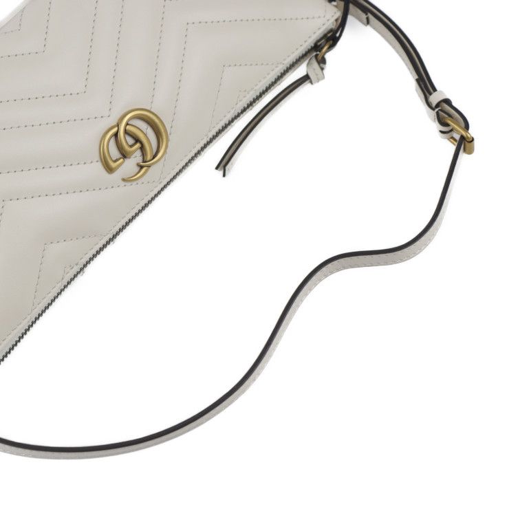 Gucci Shoulder Bag 739166 Leather White Ivory Gold Hardware Ggmarmont Quilted