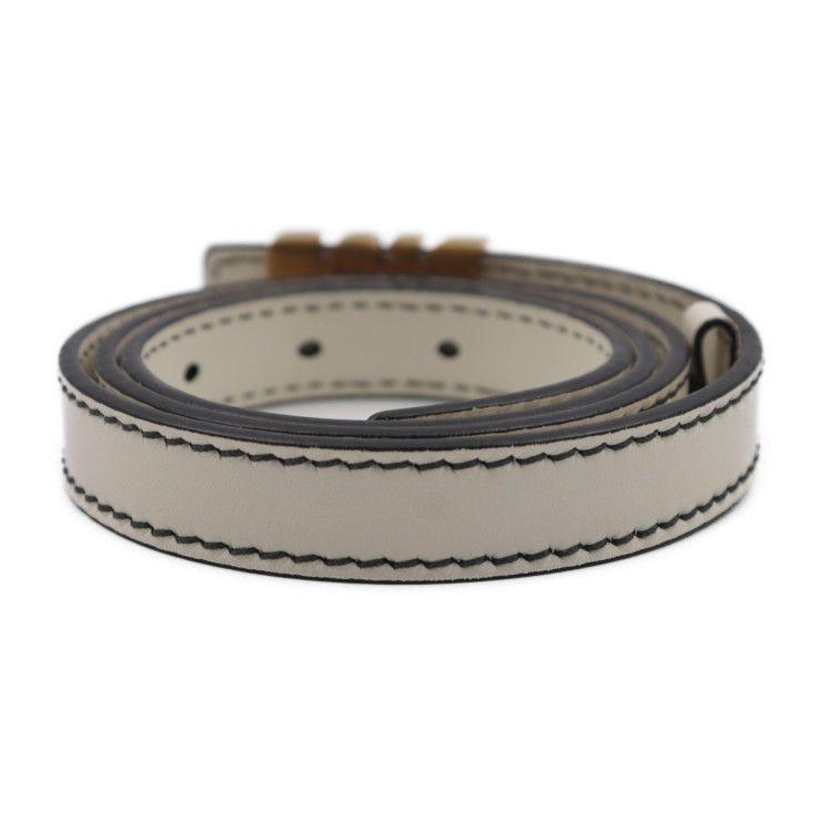 Christian DIOR D-fence Defence Belt Leather Ivory-toned Gold Hardware Logo