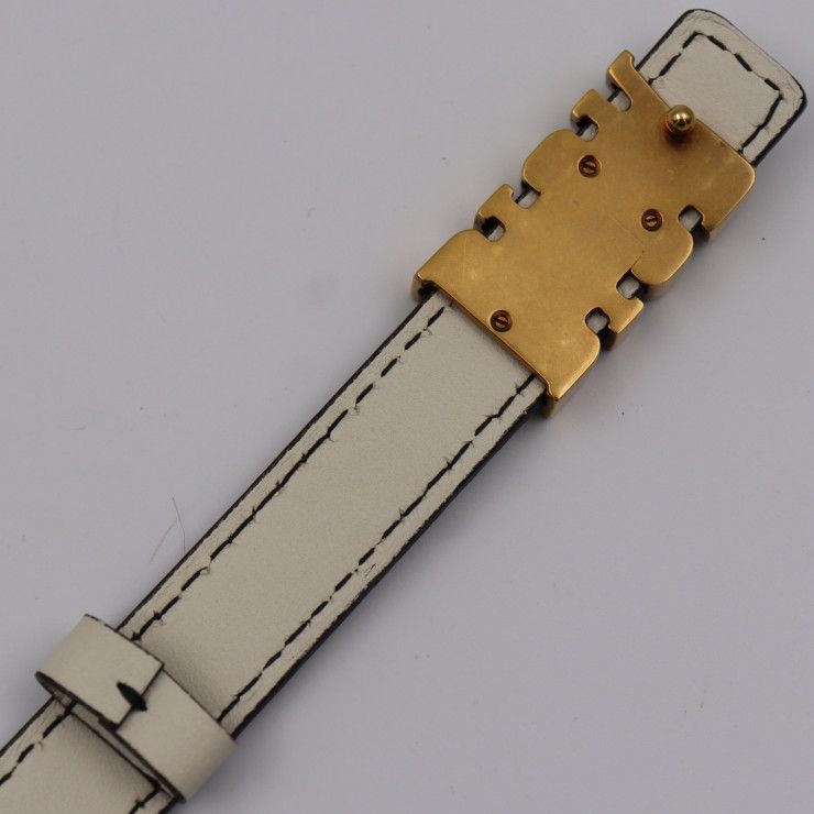 Christian DIOR D-fence Defence Belt Leather Ivory-toned Gold Hardware Logo
