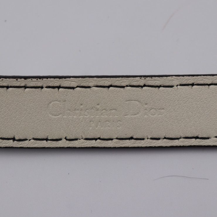 Christian DIOR D-fence Defence Belt Leather Ivory-toned Gold Hardware Logo