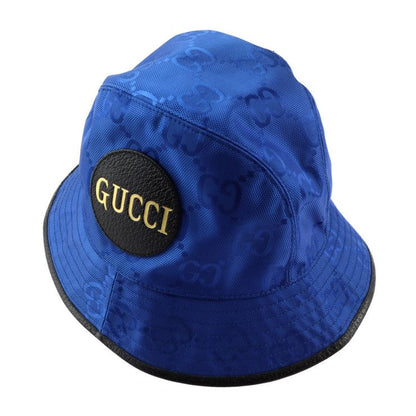 Gucci Bucket Hat 627115 GG Nylon X Leather Blue Black Off The Grid Hat