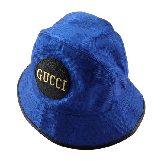Gucci Bucket Hat 627115 GG Nylon X Leather Blue Black Off The Grid Hat