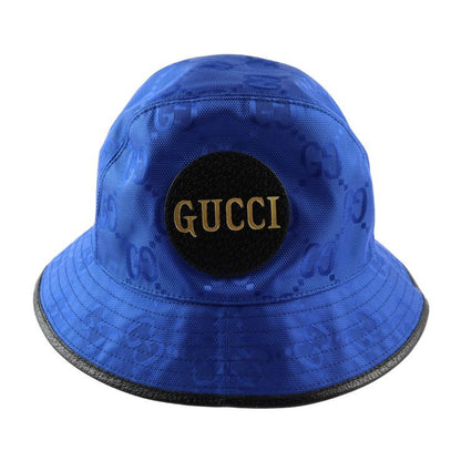 Gucci Bucket Hat 627115 GG Nylon X Leather Blue Black Off The Grid Hat