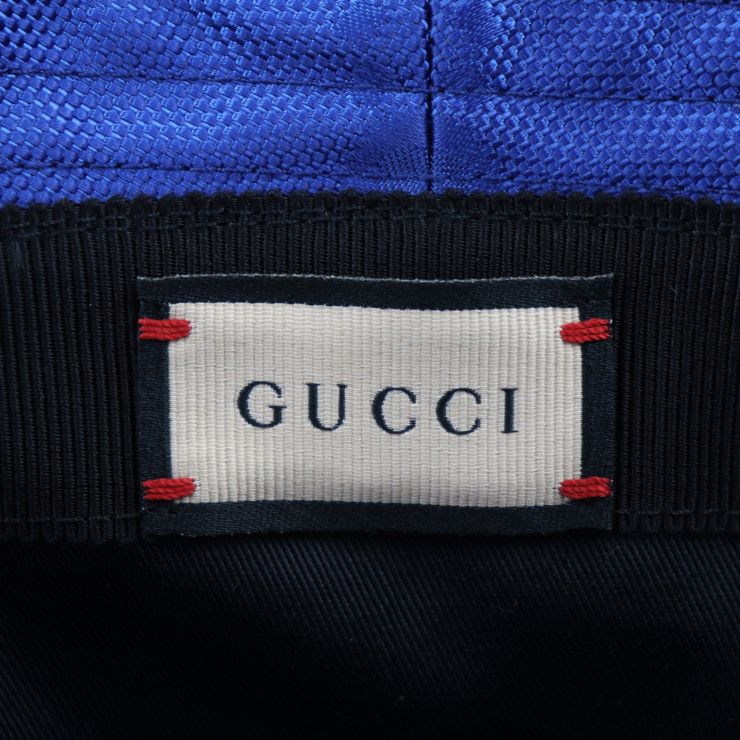 Gucci Bucket Hat 627115 GG Nylon X Leather Blue Black Off The Grid Hat