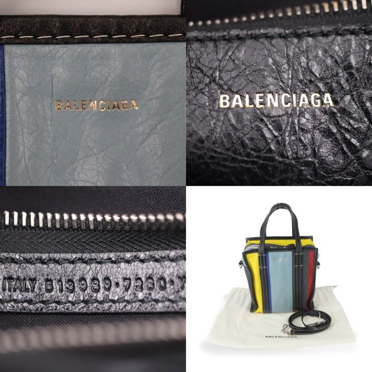 Balenciaga Bazar Shopper XS Handbag 513989 Lambleather Multicolor Silverhardware