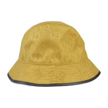 Gucci Bucket Hat 627115 GG Nylon X Leather Yellow Black Off The Grid Hat