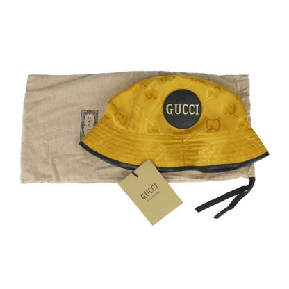 Gucci Bucket Hat 627115 GG Nylon X Leather Yellow Black Off The Grid Hat