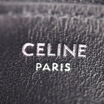 Celine Coin Case - Leather Black Silver Round Zipper Multi Case Small Purse Logo