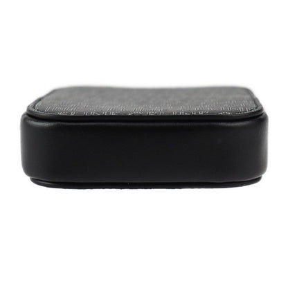 Celine Coin Case - Leather Black Silver Round Zipper Multi Case Small Purse Logo