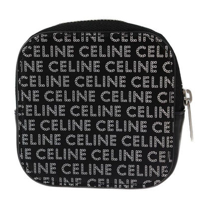 Celine Coin Case - Leather Black Silver Round Zipper Multi Case Small Purse Logo