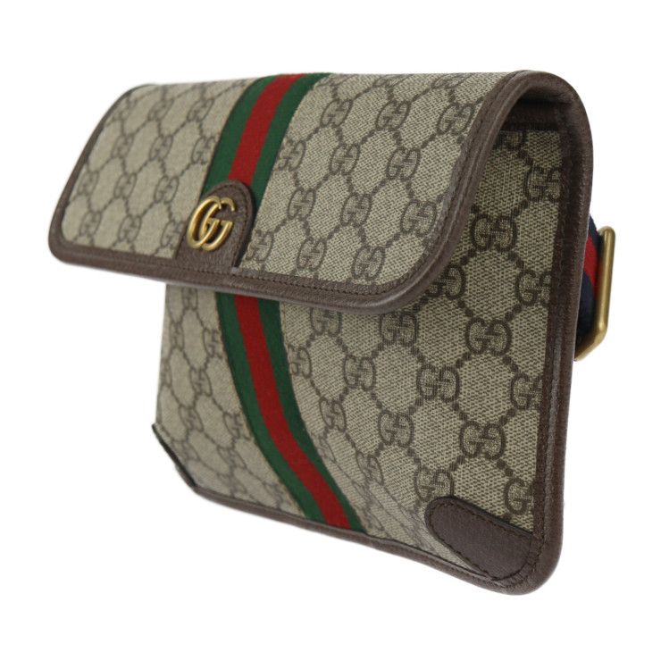 Gucci GG Small Belt Bag Waist Bag 752597 GG Supreme Canvas Leather Beige Ebony