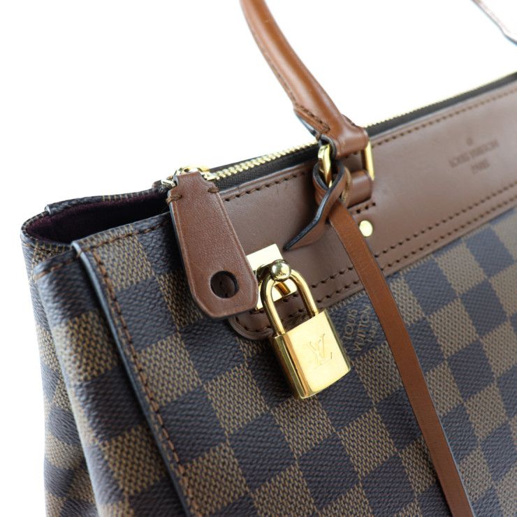 Louis Vuitton Greenwich Handbag N41337 PVC Leather Ebne Brown Damier 2WAY