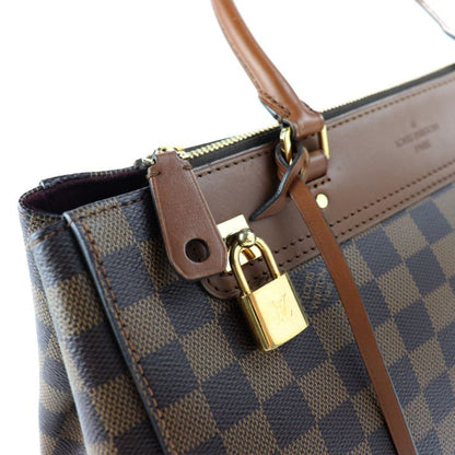 Louis Vuitton Greenwich Handbag N41337 PVC Leather Ebne Brown Damier 2WAY
