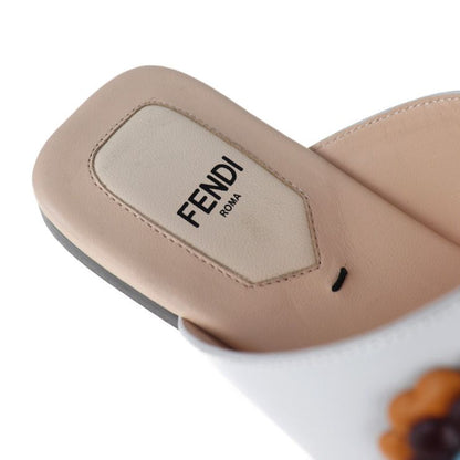 Fendi Thong Sandals - Leather White Multicolor Flat Studded Reference Size 22cm