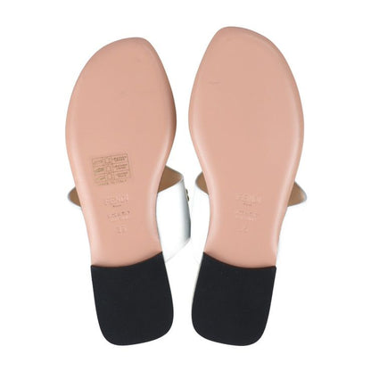 Fendi Thong Sandals - Leather White Multicolor Flat Studded Reference Size 22cm