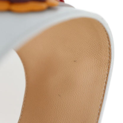 Fendi Thong Sandals #35 Leather White Multicolor Flat Studded Reference Size