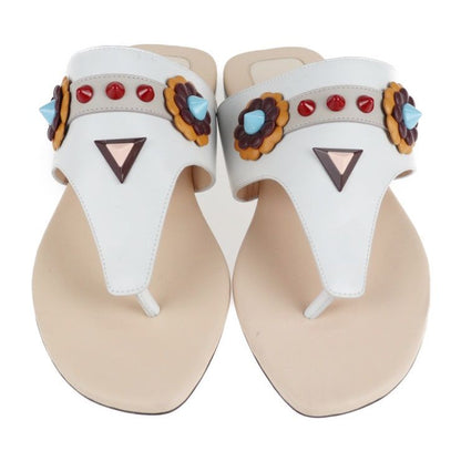 Fendi Thong Sandals #35 Leather White Multicolor Flat Studded Reference Size