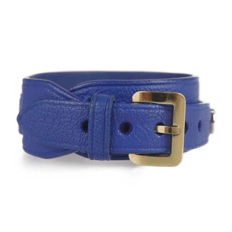 Louis Vuitton Bracelet Spike It Bracelet M6693f #17 Leather Blue Gold Hardware