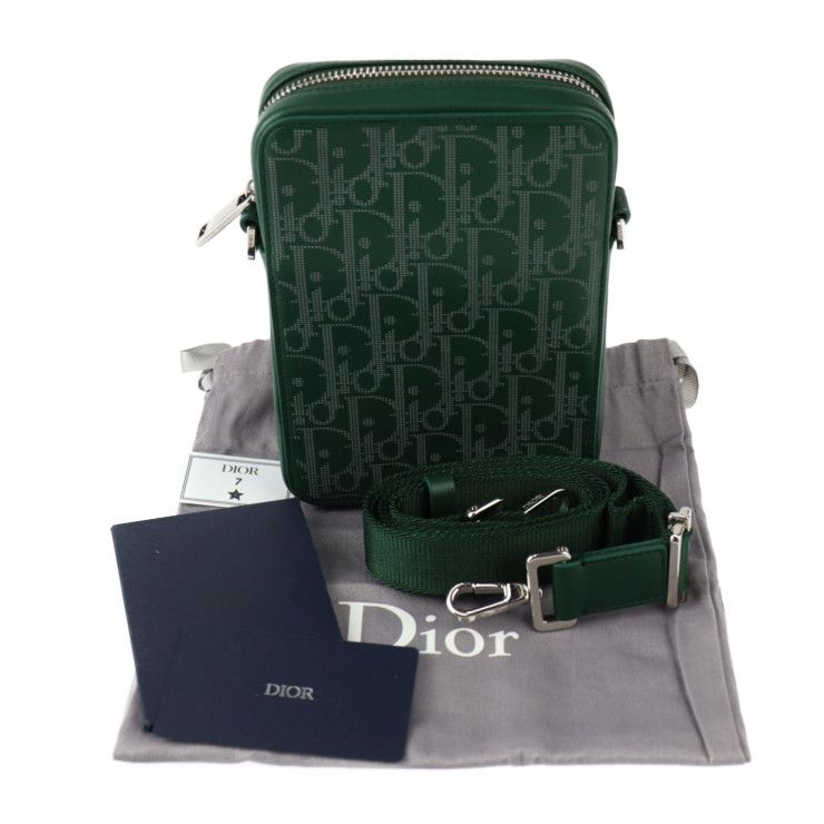 Christian DIOR World Tour Messenger Pouch Shoulder Bag 2esbc265 Leather Green