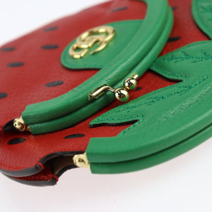 Gucci Strawberry Shape Pochette Shoulder Bag 719725 Leather Red Green Gold