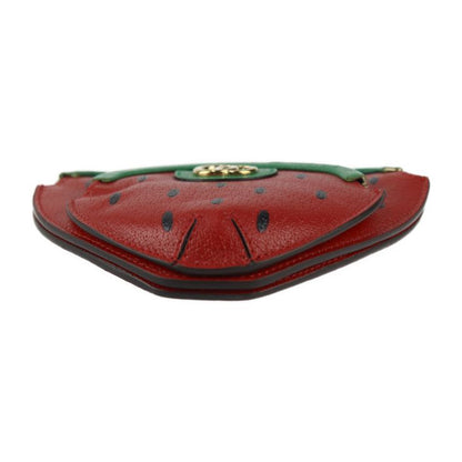 Gucci Strawberry Shape Pochette Shoulder Bag 719725 Leather Red Green Gold
