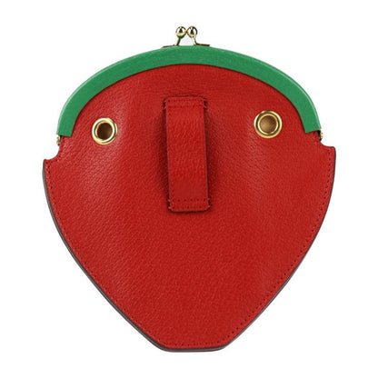 Gucci Strawberry Shape Pochette Shoulder Bag 719725 Leather Red Green Gold
