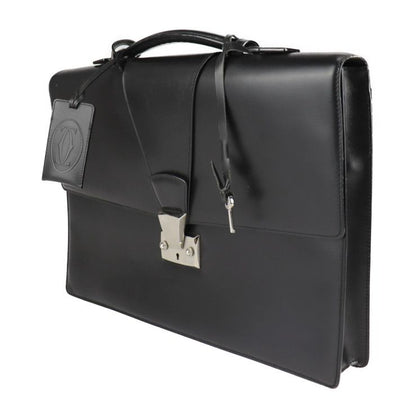 Cartier Business Bag - Calf Leather Black Silver Hardware Pasha Briefcase