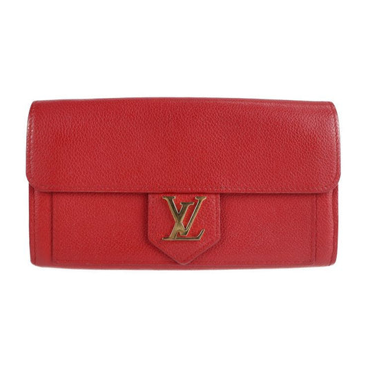 Louis Vuitton Portefeuille Lock Me Long Wallet M61277 Leather Ruby Red Gold