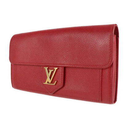 Louis Vuitton Portefeuille Lock Me Long Wallet M61277 Leather Ruby Red Gold