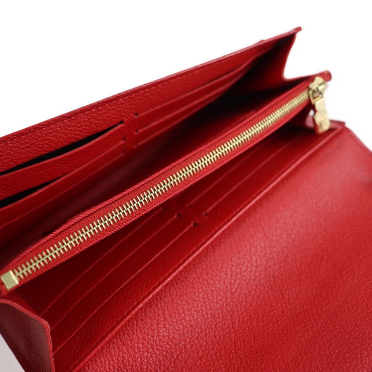 Louis Vuitton Portefeuille Lock Me Long Wallet M61277 Leather Ruby Red Gold