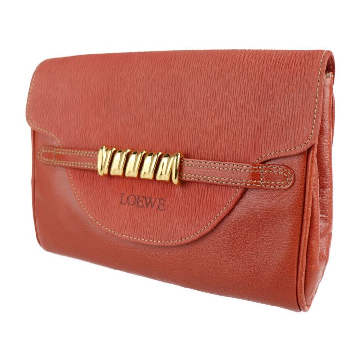 Loewe Clutch Bag - Leather Red Velazquez Twisted Second Bag Vermillion