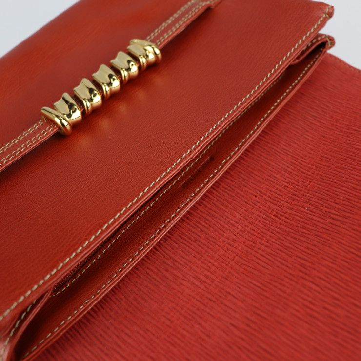 Loewe Clutch Bag - Leather Red Velazquez Twisted Second Bag Vermillion