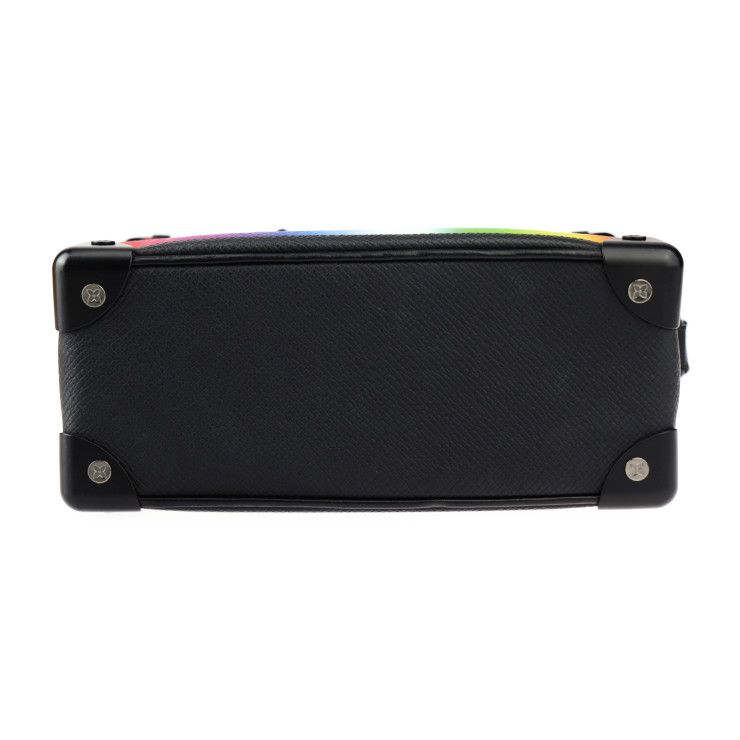 Louis Vuitton Mini Soft Trunk Shoulder Bag M30351 Taiga Leather Black Rainbow