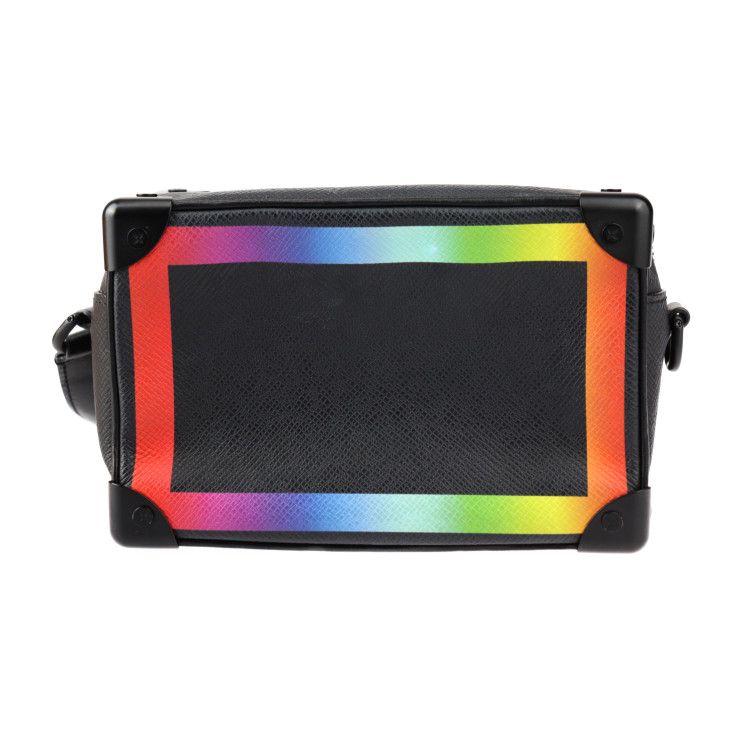 Louis Vuitton Mini Soft Trunk Shoulder Bag M30351 Taiga Leather Black Rainbow