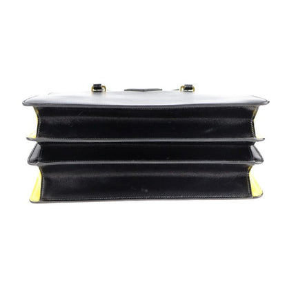 Prada Handbag B2725c Box Calf Black Yellow Gold Hardware Turnlock