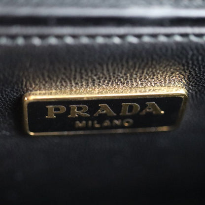Prada Handbag B2725c Box Calf Black Yellow Gold Hardware Turnlock