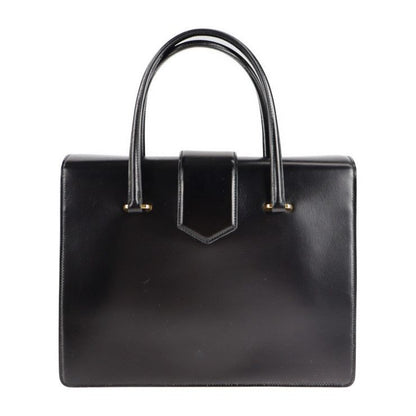 Prada Handbag B2725c Box Calf Black Yellow Gold Hardware Turnlock
