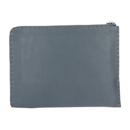 Fendi Clutch Bag 7m0225 Leather Blue Gray Selleria Second Bag Handbag