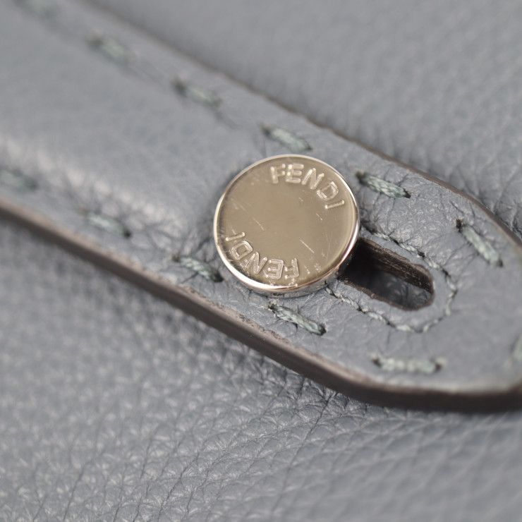 Fendi Clutch Bag 7m0225 Leather Blue Gray Selleria Second Bag Handbag