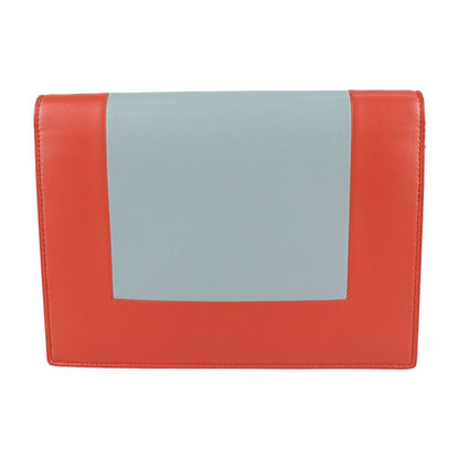 Celine Clutch Bag 107773 Leather Poppy Red Cloud Gray Frame Evening Chain