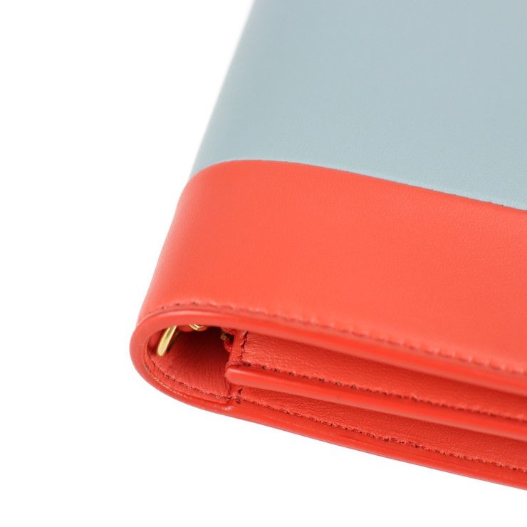 Celine Clutch Bag 107773 Leather Poppy Red Cloud Gray Frame Evening Chain