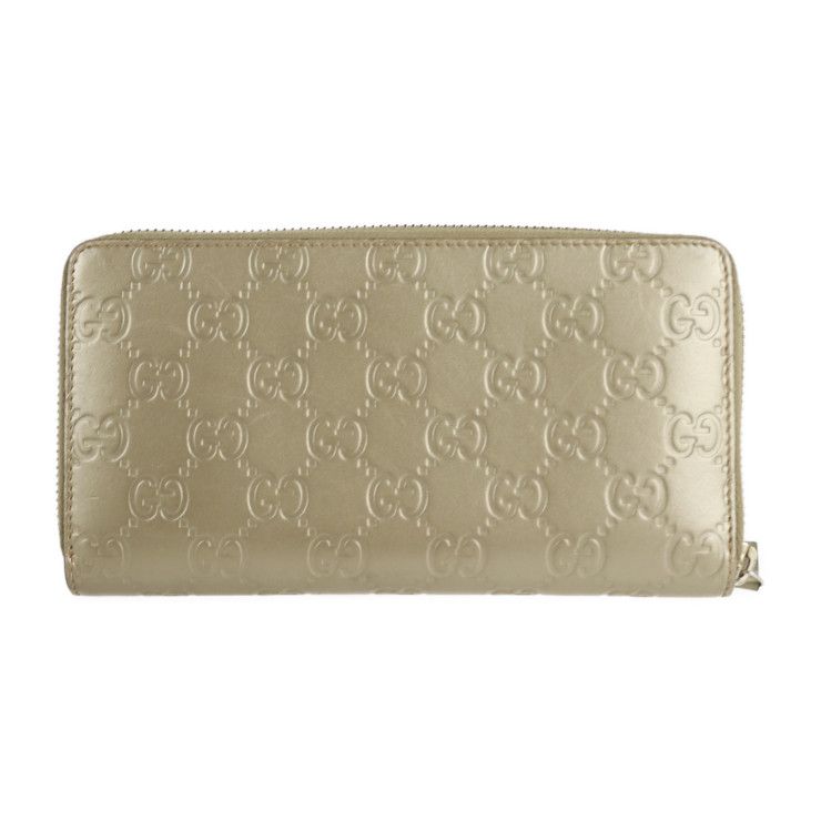 Gucci Long Wallet 388680 Leather Chien Pan Gold Guccissima Ribbon Round Zipper